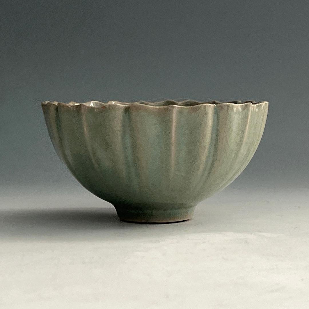 唐物 青磁稜花盃 氷裂紋 中国美術 古玩 SN75