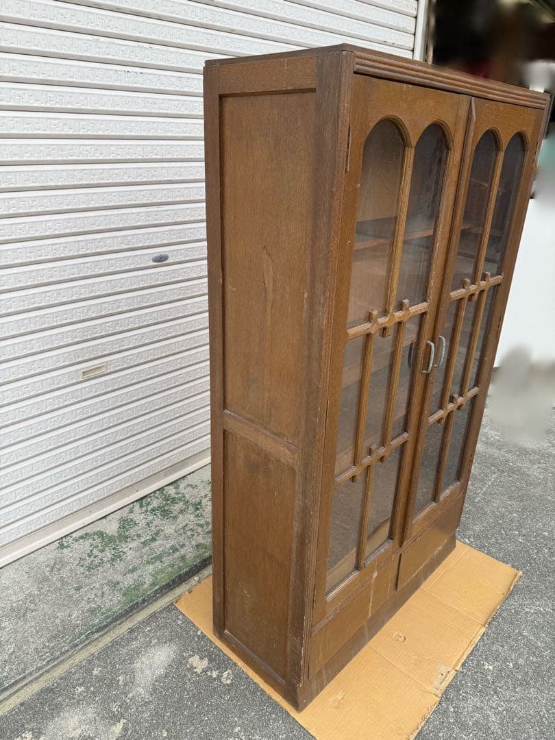 【O-2043】キャビネット ガラス戸棚 昭和レトロ アンティーク