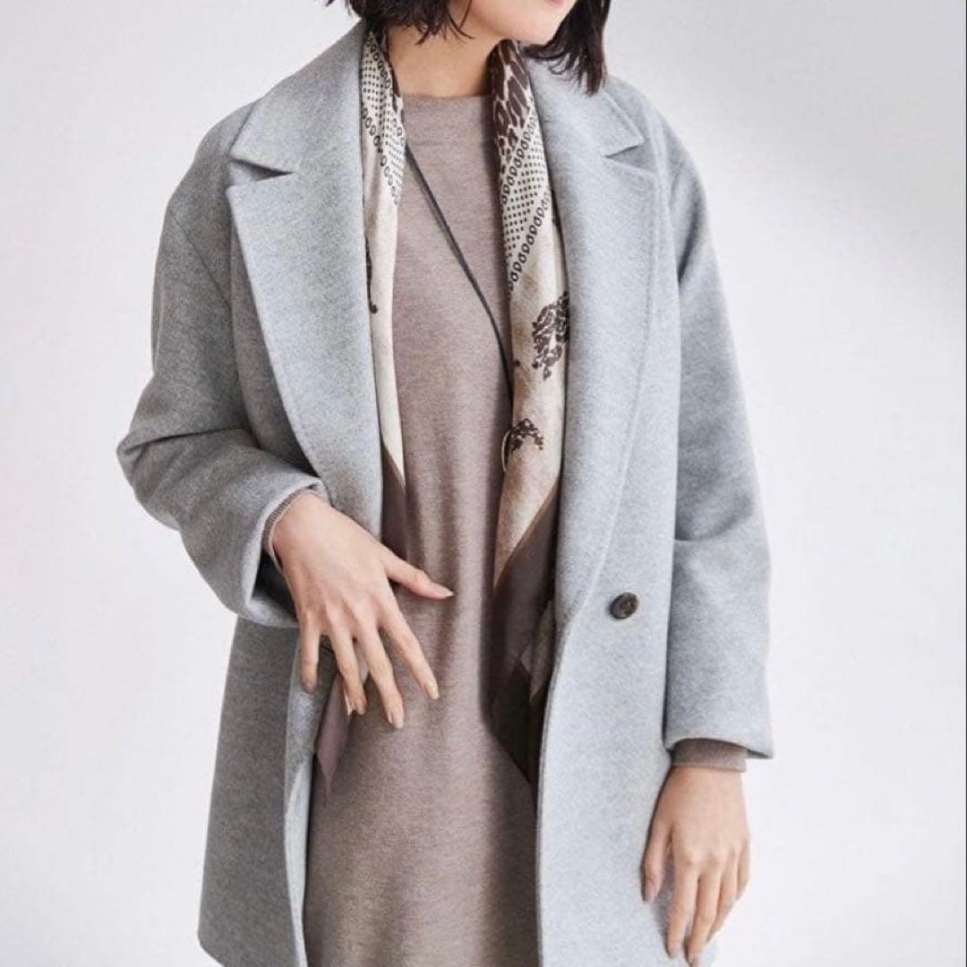 23区　ウールアンゴラビーバーチェスターコートライトグレー　46