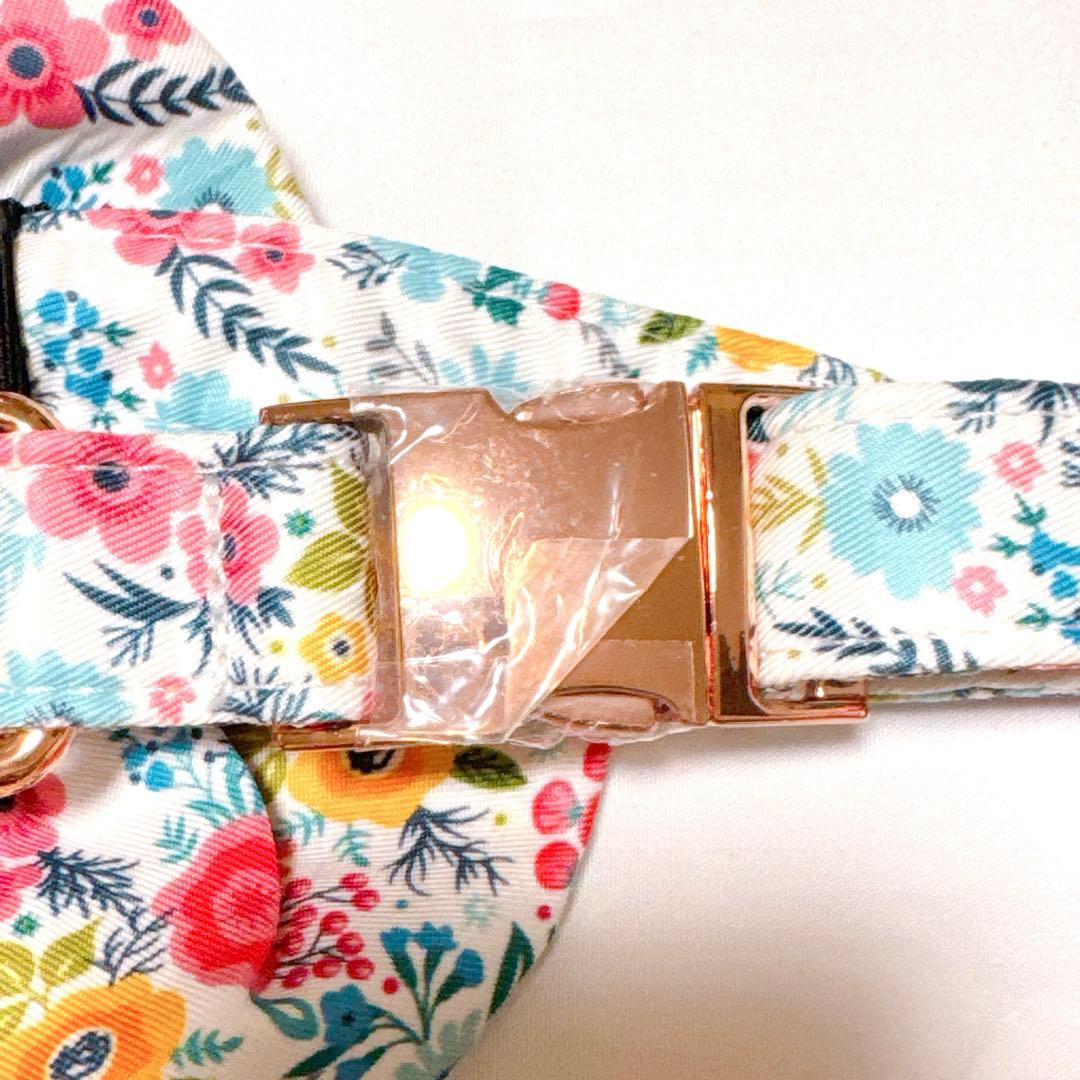 ☘️ ペット用首輪 リボン Lサイズ 長さ調節可能 花柄