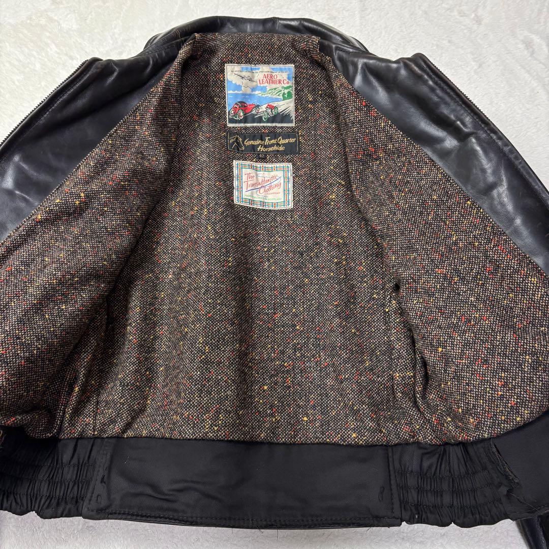 馬革 SIZE42 AERO LEATHER Co ライダースジャケット 茶芯