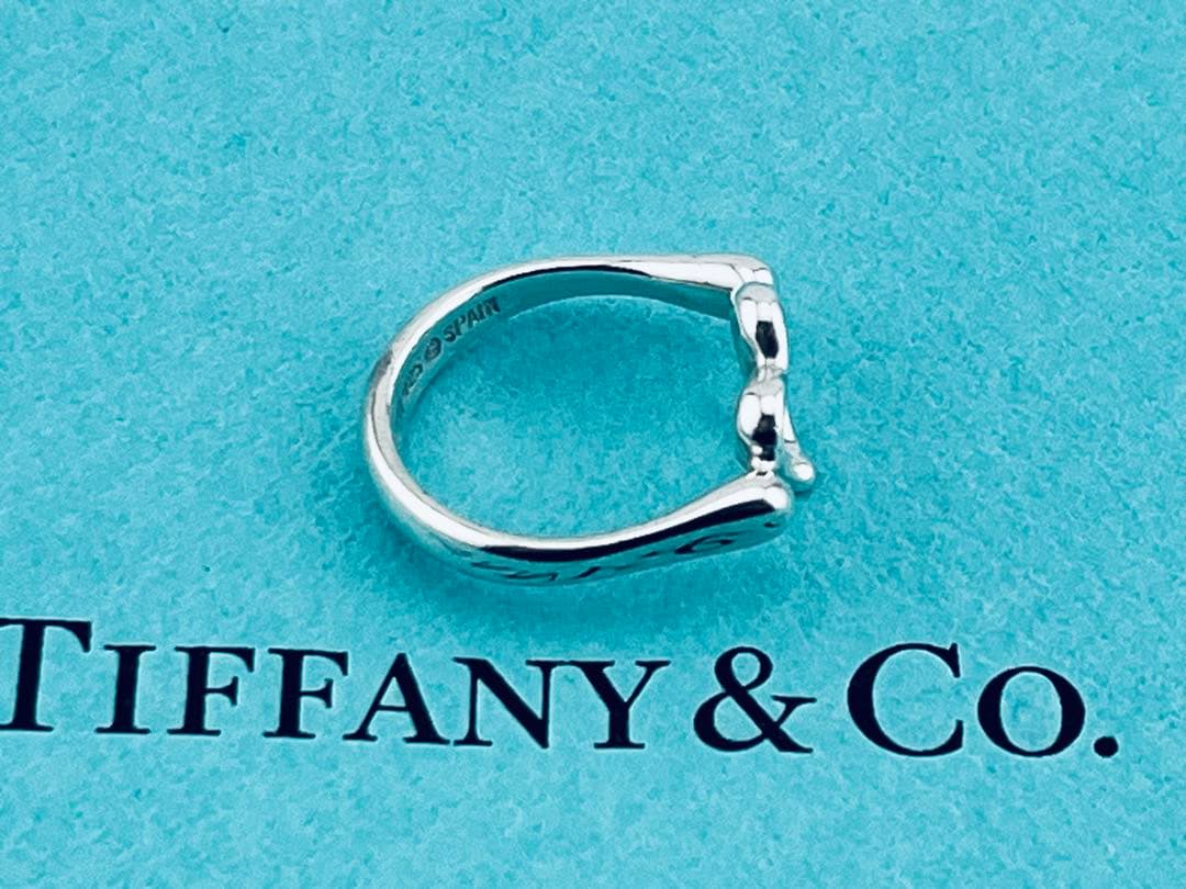 h922 美品　ティファニー　オープンハート　リング　シルバー925 約7.5号