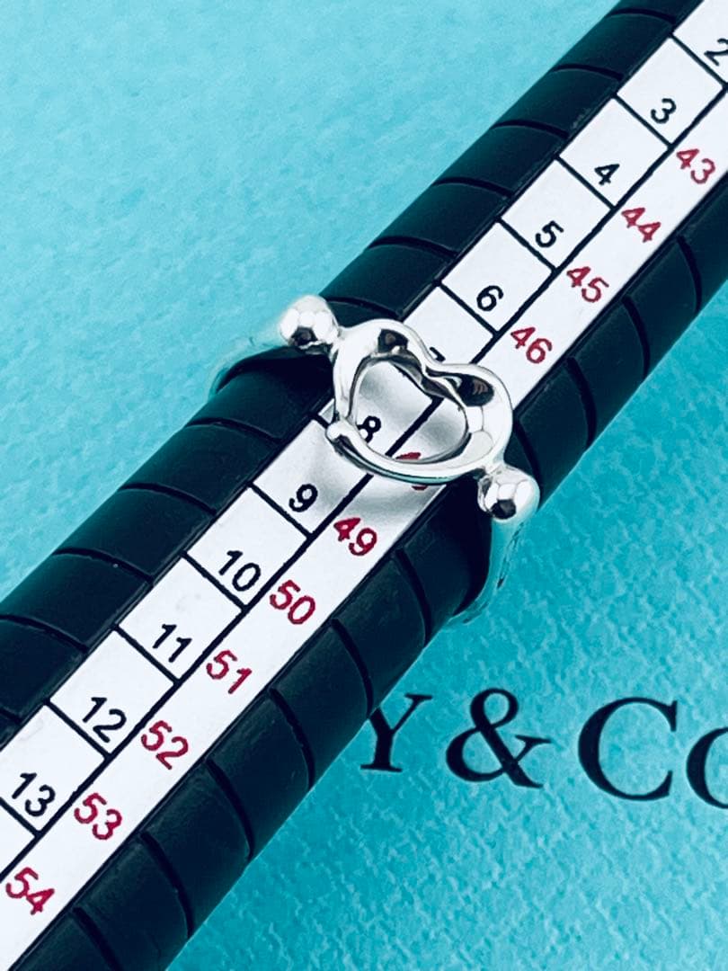 h922 美品　ティファニー　オープンハート　リング　シルバー925 約7.5号