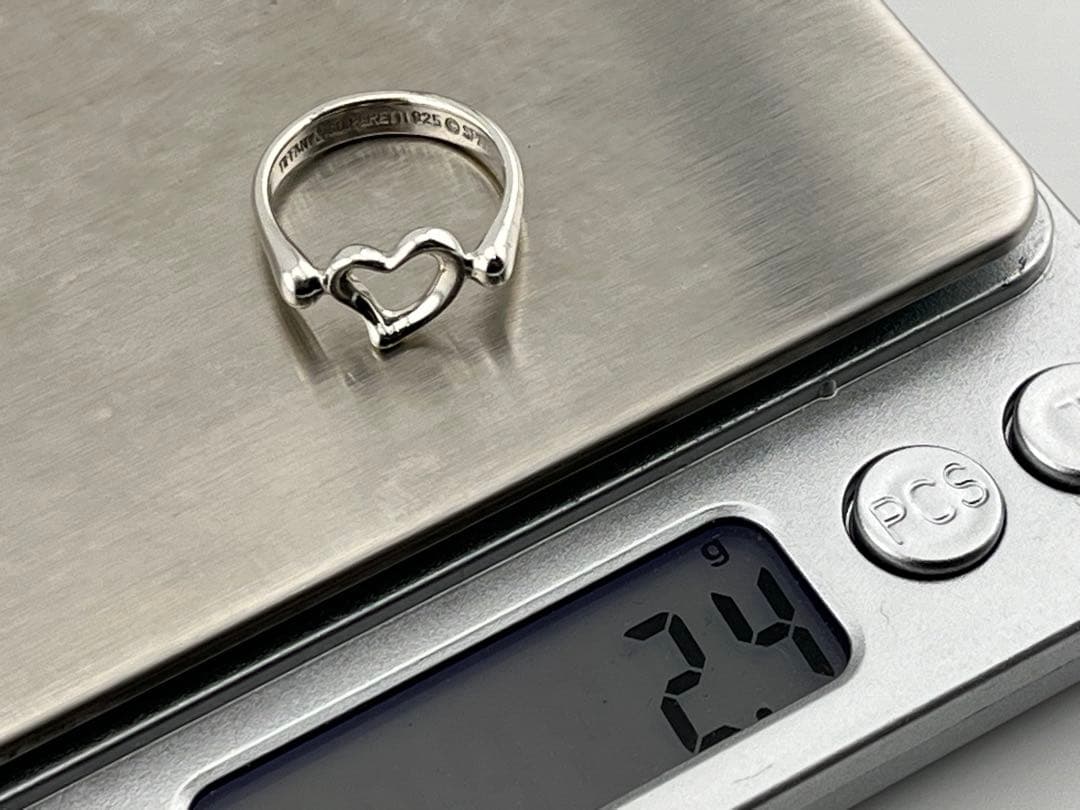 h922 美品　ティファニー　オープンハート　リング　シルバー925 約7.5号