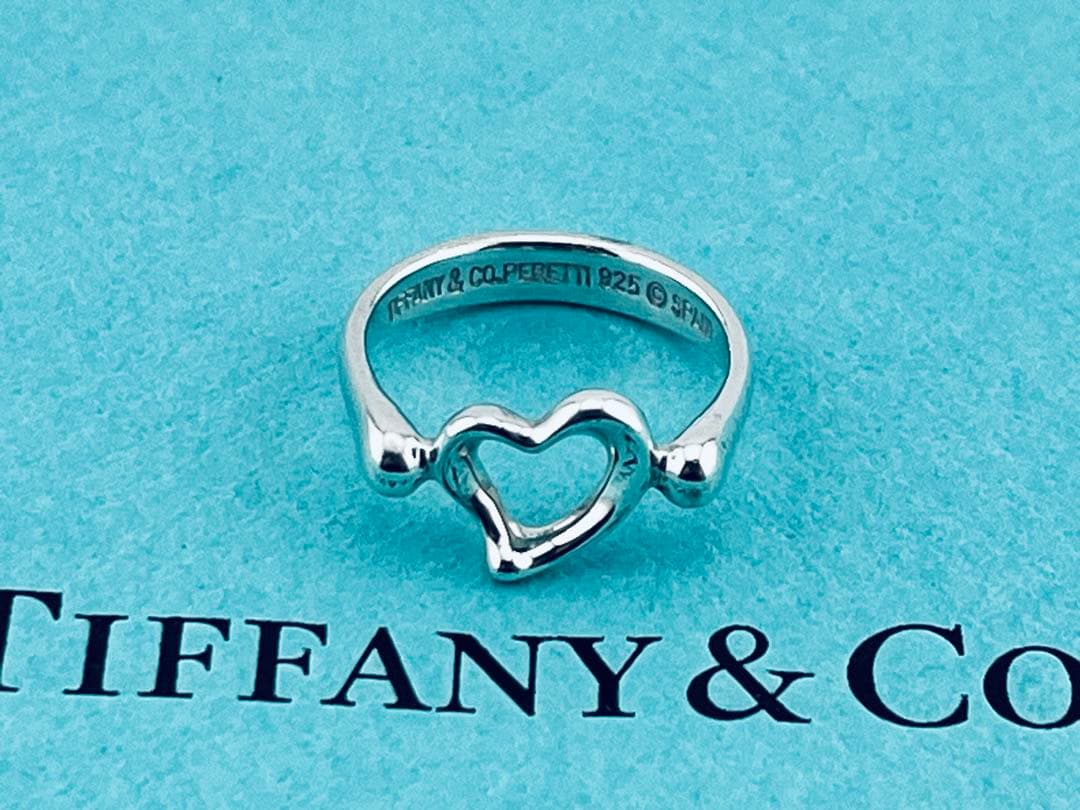 h922 美品　ティファニー　オープンハート　リング　シルバー925 約7.5号