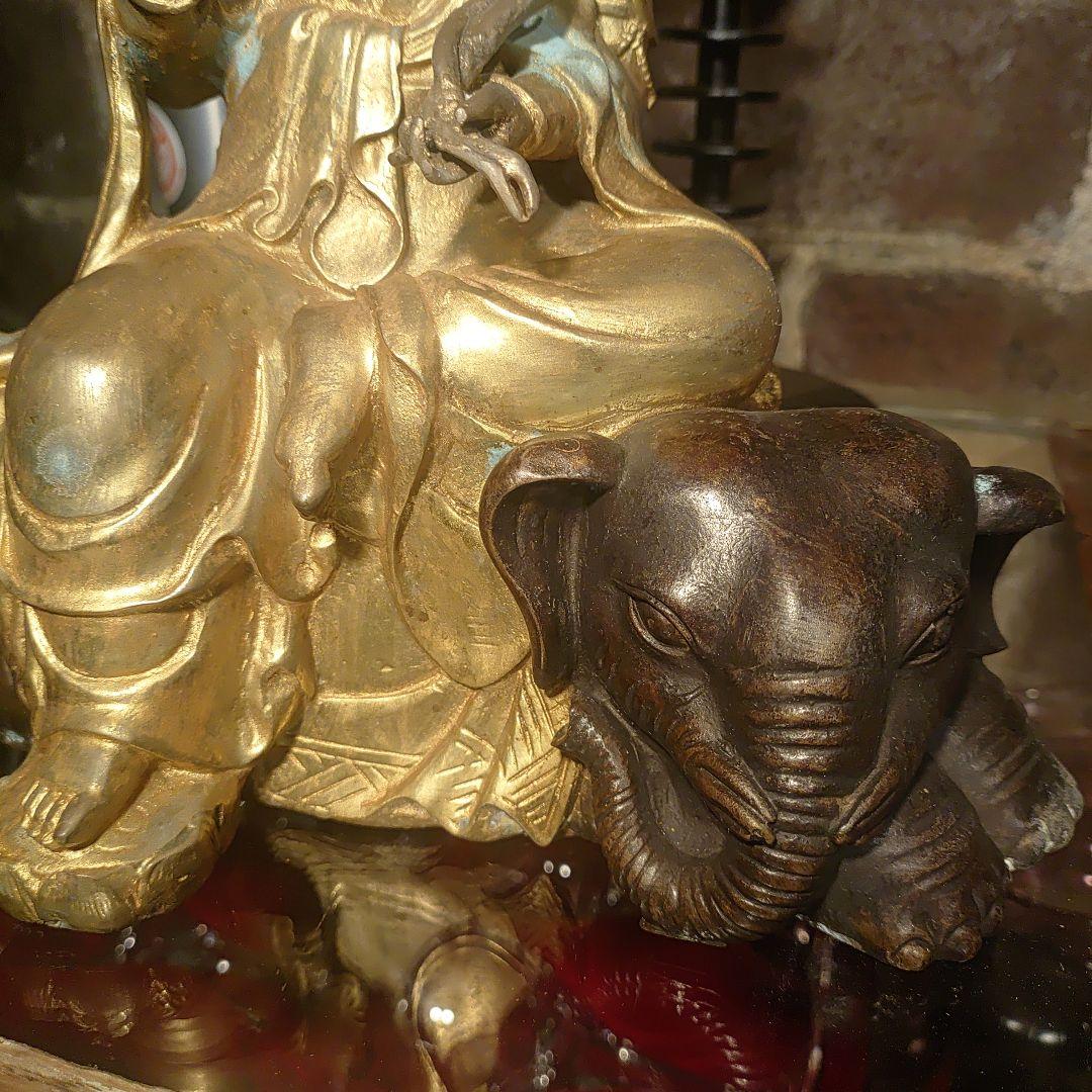 大明宣徳年製　普賢菩薩　アンティーク　仏像　　美術品　3200ｇ