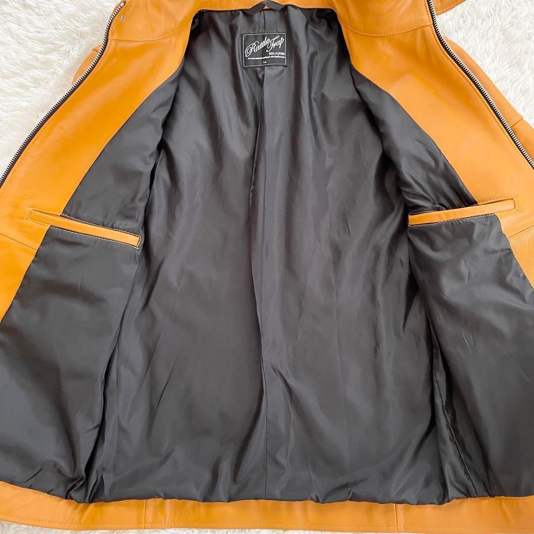 美品 ラトルトラップ メンズビギ レザージャケット キャメル系 XLサイズ