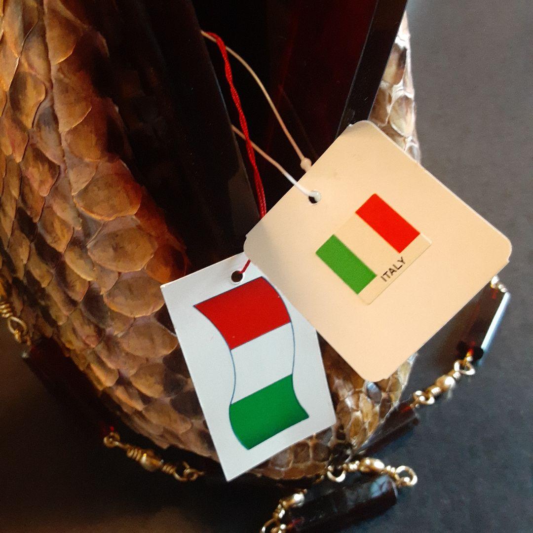 【新品未使用】ヘビ革 クラッチバッグ スネークパターン