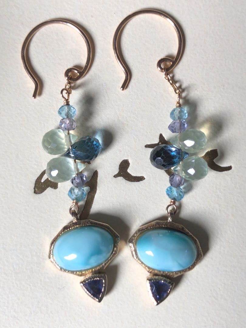 超レア⭐︎超美品 agete K10ラリマー.トパーズ.プレナイト.フックピアス