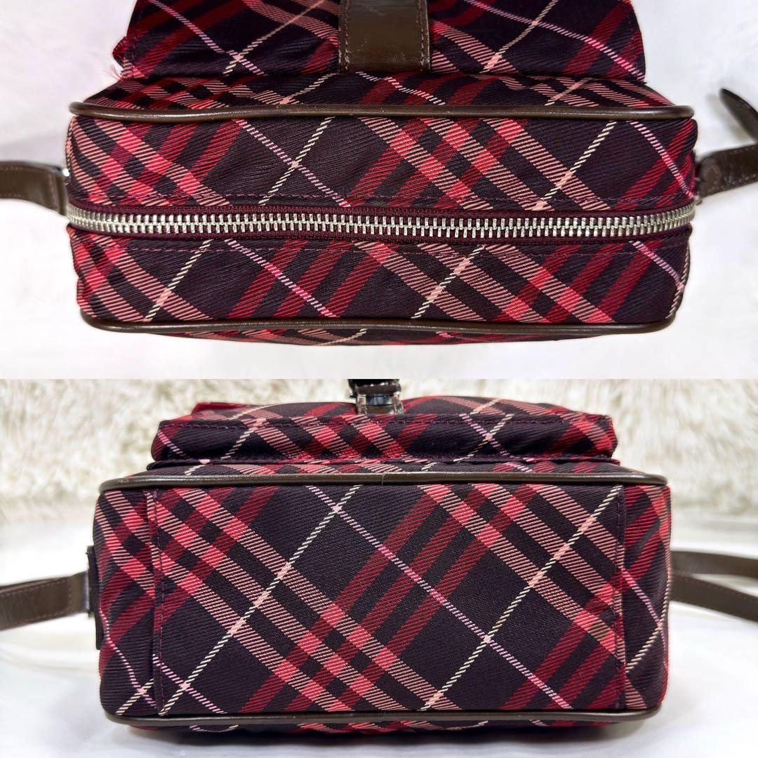 【極美品】バーバリーロンドンブルーレーベル ショルダーバッグ ノバチェック 赤