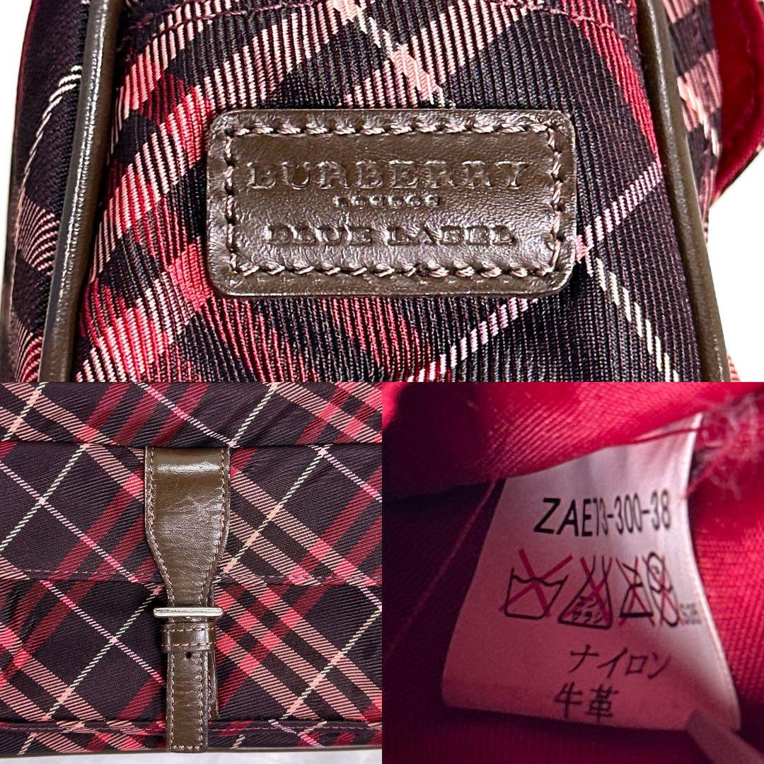 【極美品】バーバリーロンドンブルーレーベル ショルダーバッグ ノバチェック 赤