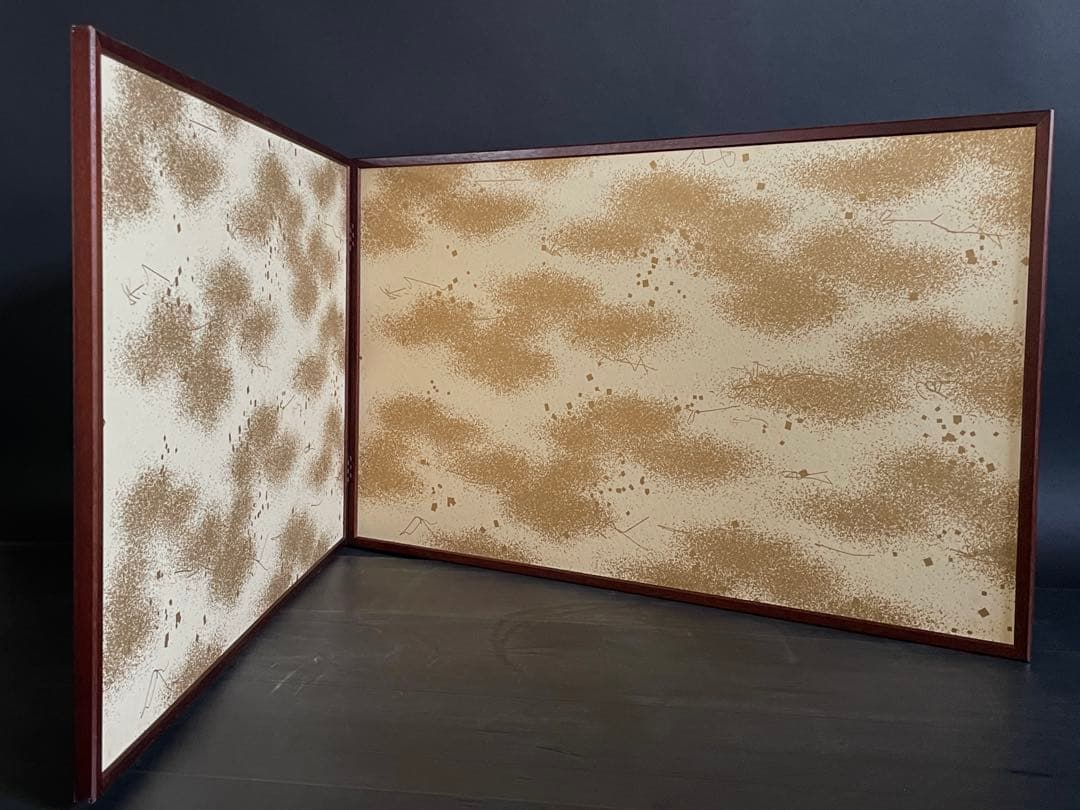 「母」 金彩霞 鳥の子 両面使い 風炉先屏風 紙箱 茶道具 （115①）