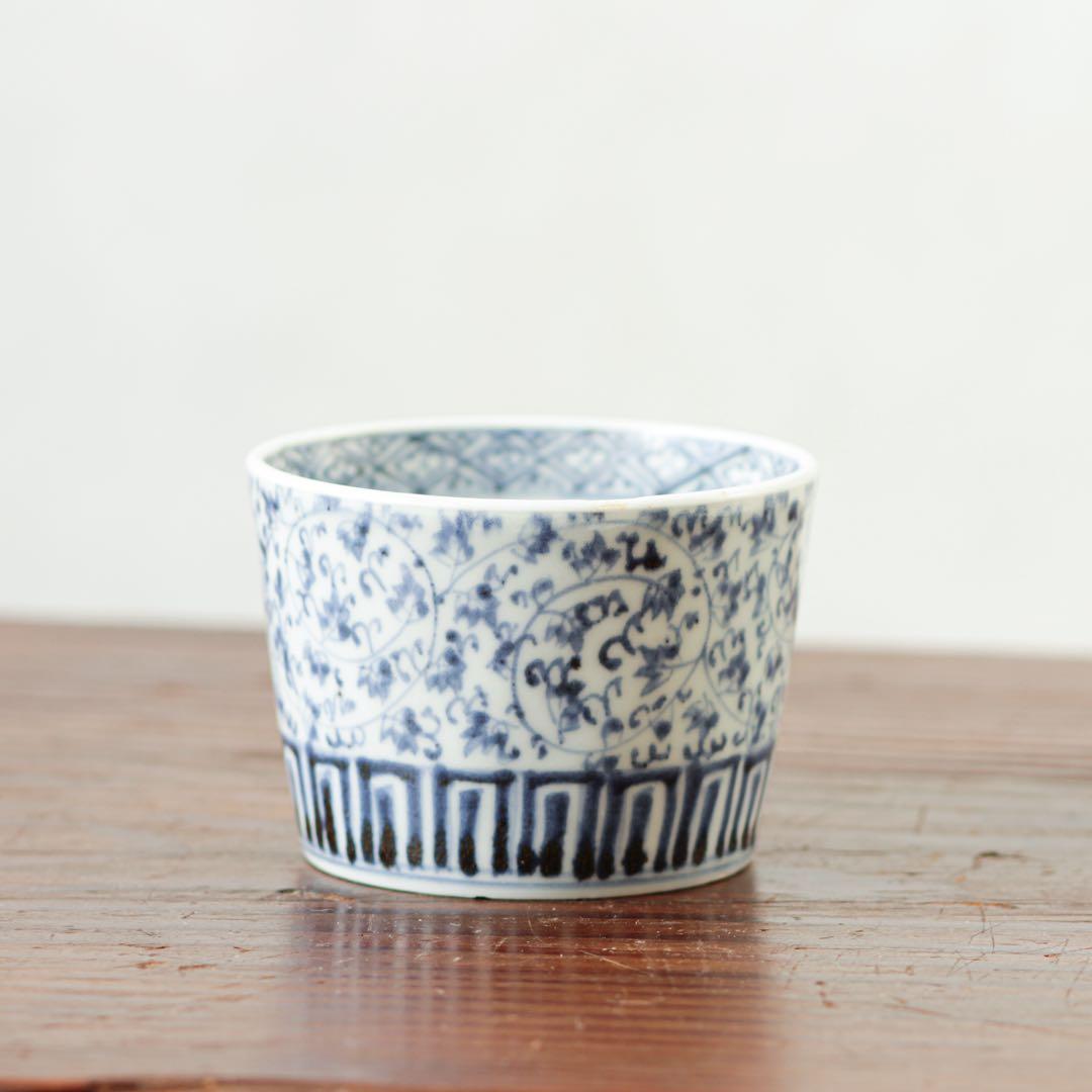 伊万里　古伊万里　江戸　後期　蕎麦猪口　萩唐草　蛇の目　高台