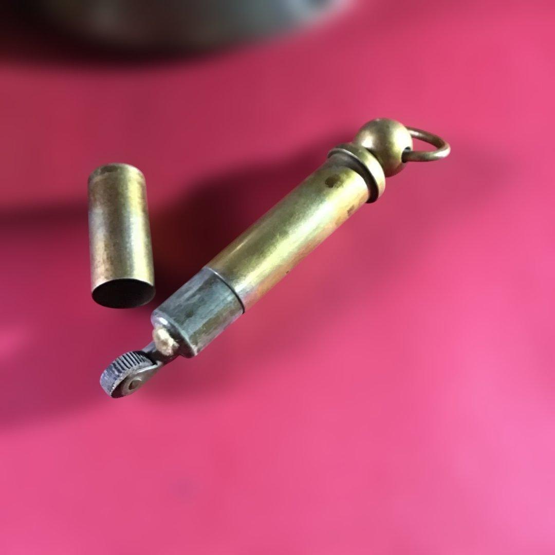 大珍品　白銅地据紋象嵌　香炉　アンティークライター付　昭和初期　　　B3