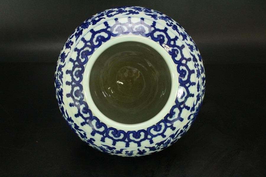 中国美術 青花 染付 纏枝蓮花紋 蓋壷(LC643)