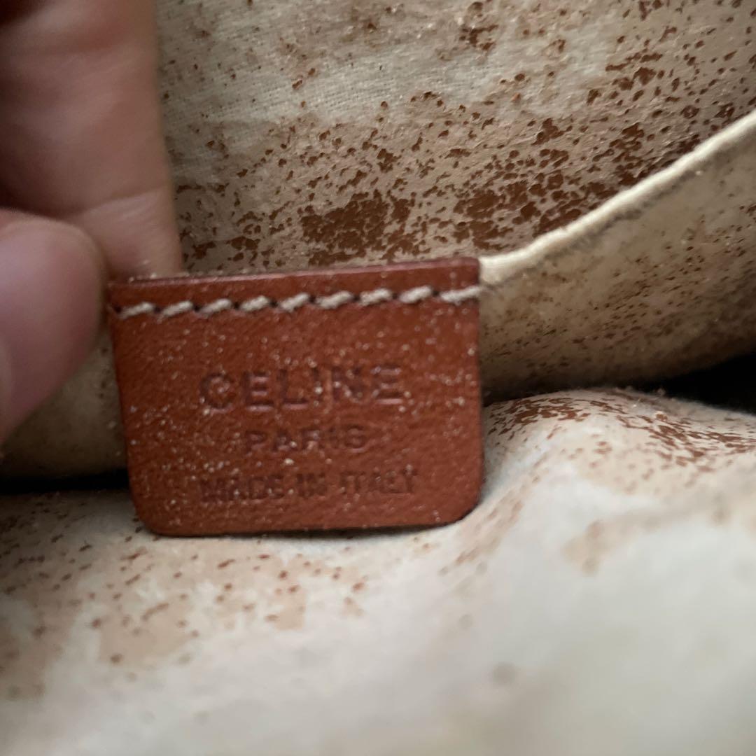 セリーヌ CELINE PVC レザー マカダム ショルダーバッグ ブラウン