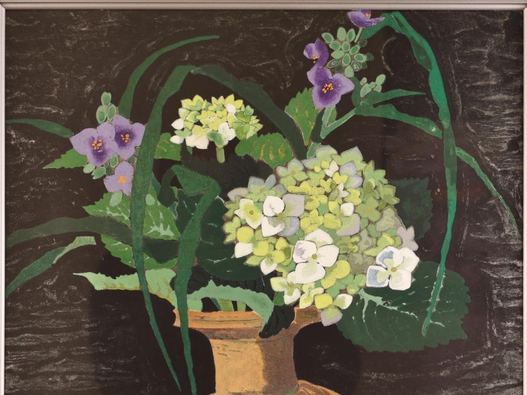 BK283　小倉遊亀 「 つゆくさ 」 184/300　手摺京版画　10号