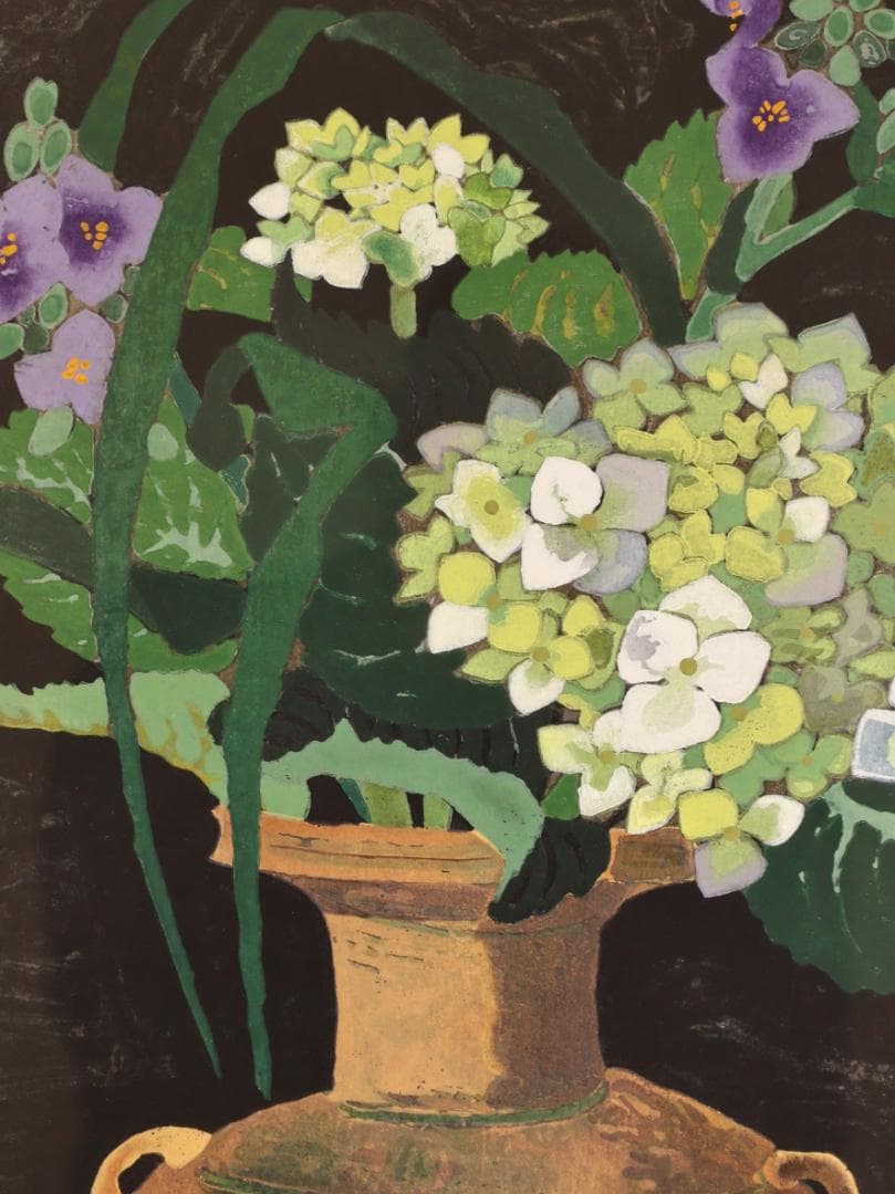 BK283　小倉遊亀 「 つゆくさ 」 184/300　手摺京版画　10号