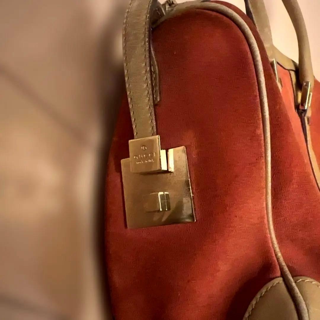 GUCCI グッチ オレンジ スエード トートバッグ