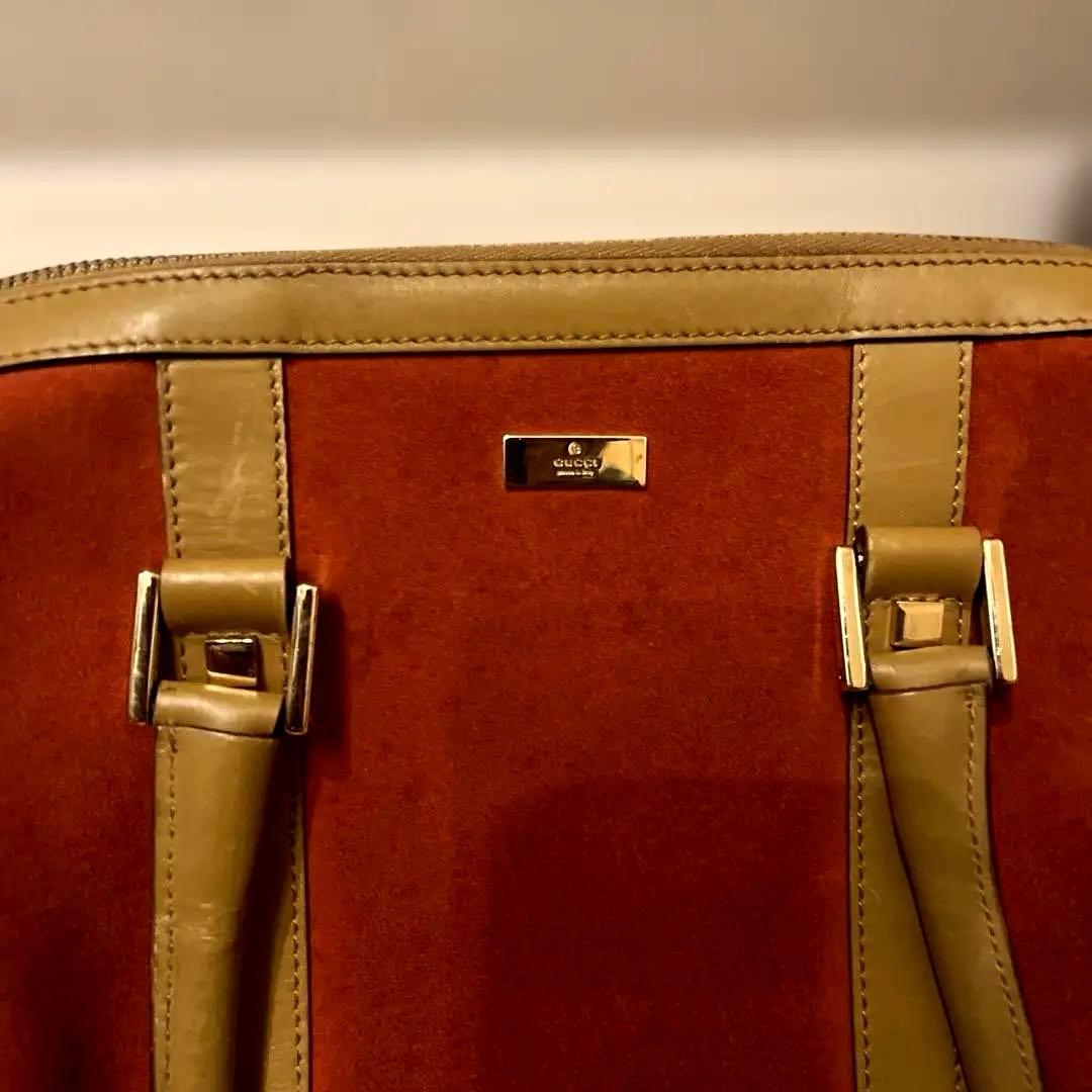 GUCCI グッチ オレンジ スエード トートバッグ