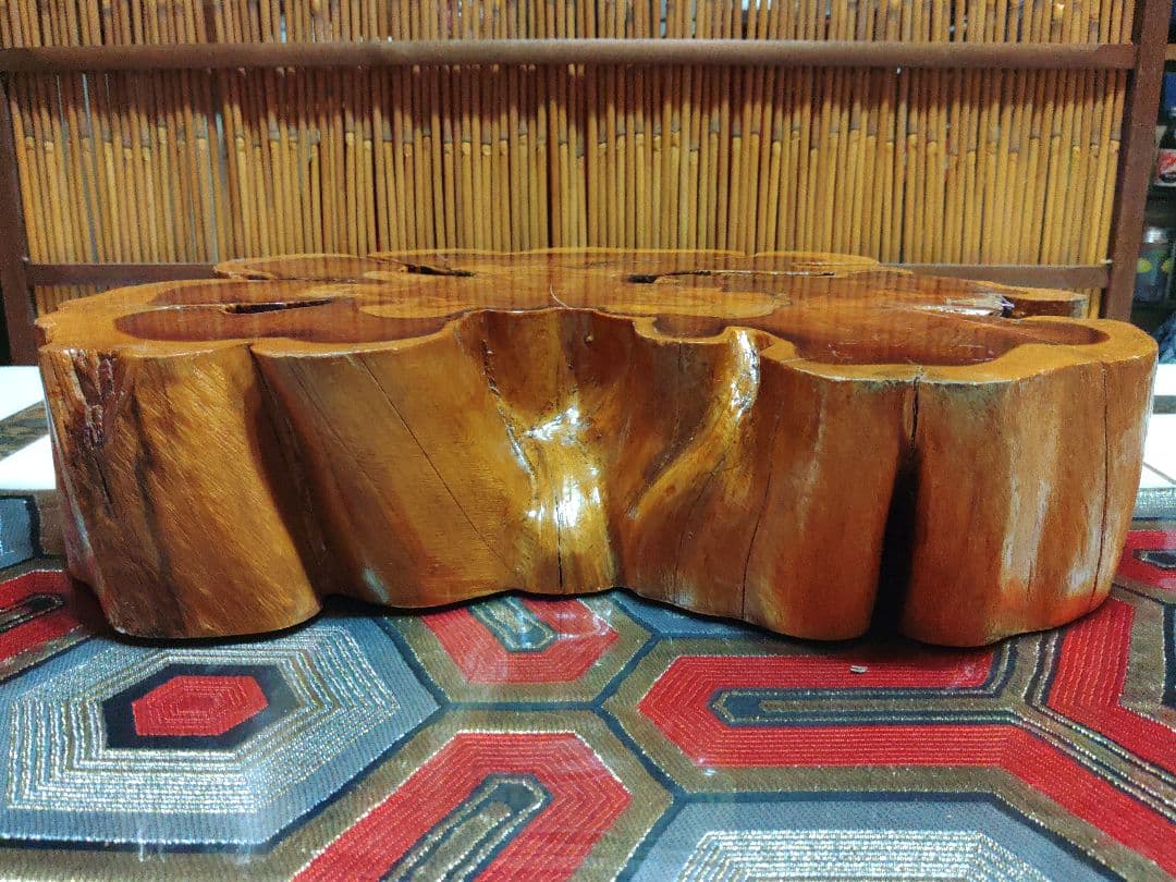 無垢木材　花台　大迫力切り株　かわいい木製オブジェ　木の温もり　年輪　精霊宿る