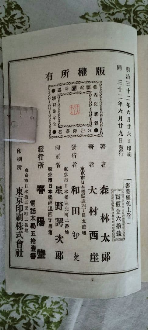 審美綱領 （上・下）　森林太郎　大村西崖