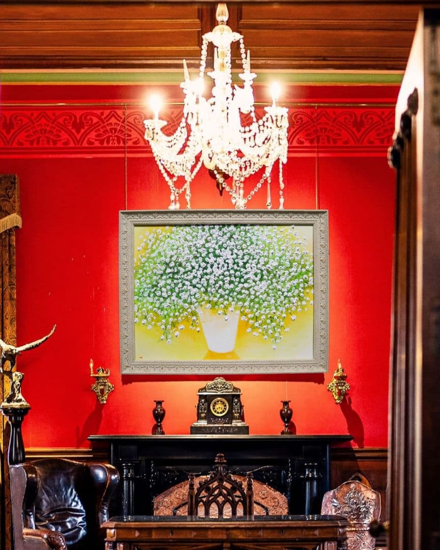 油絵 油彩 油彩画 絵 絵画 【カスミソウ】