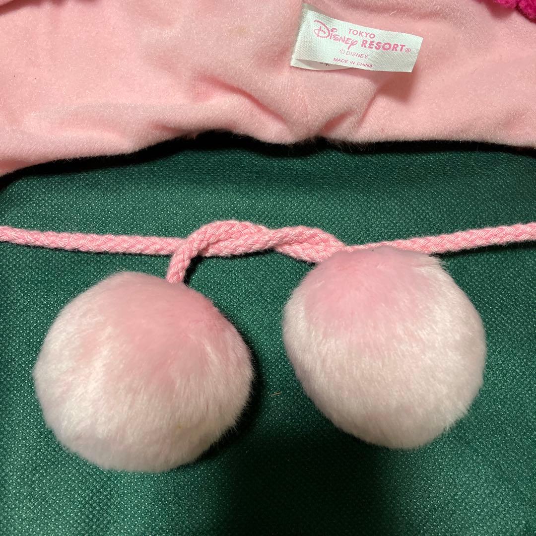 ディズニー　ファンキャップ　ドットリボン　ミニー　耳付き　ポンポン付き　ビジュー