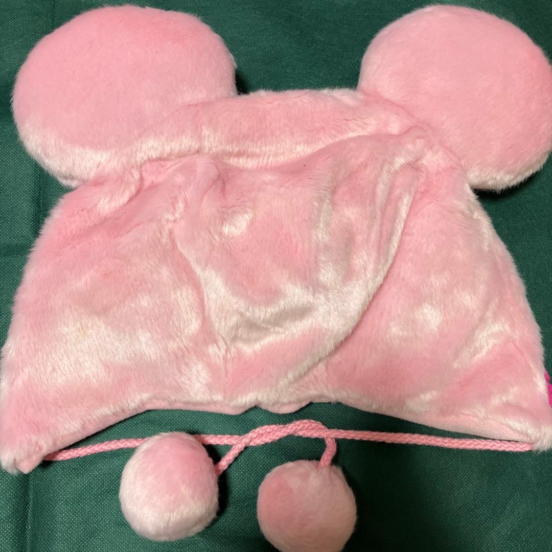 ディズニー　ファンキャップ　ドットリボン　ミニー　耳付き　ポンポン付き　ビジュー