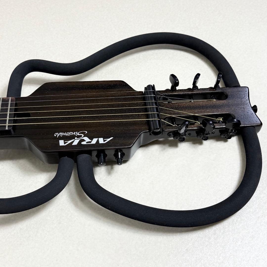 Aria サイレントギター AS-101S トラベルギター ギグバック付 アリア
