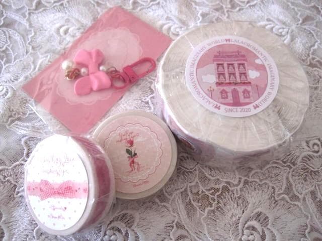 アロマンティック3点♡LALACROMANTICロールシール＆レースと薔薇マステ