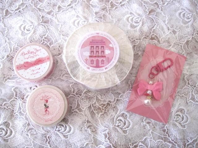 アロマンティック3点♡LALACROMANTICロールシール＆レースと薔薇マステ