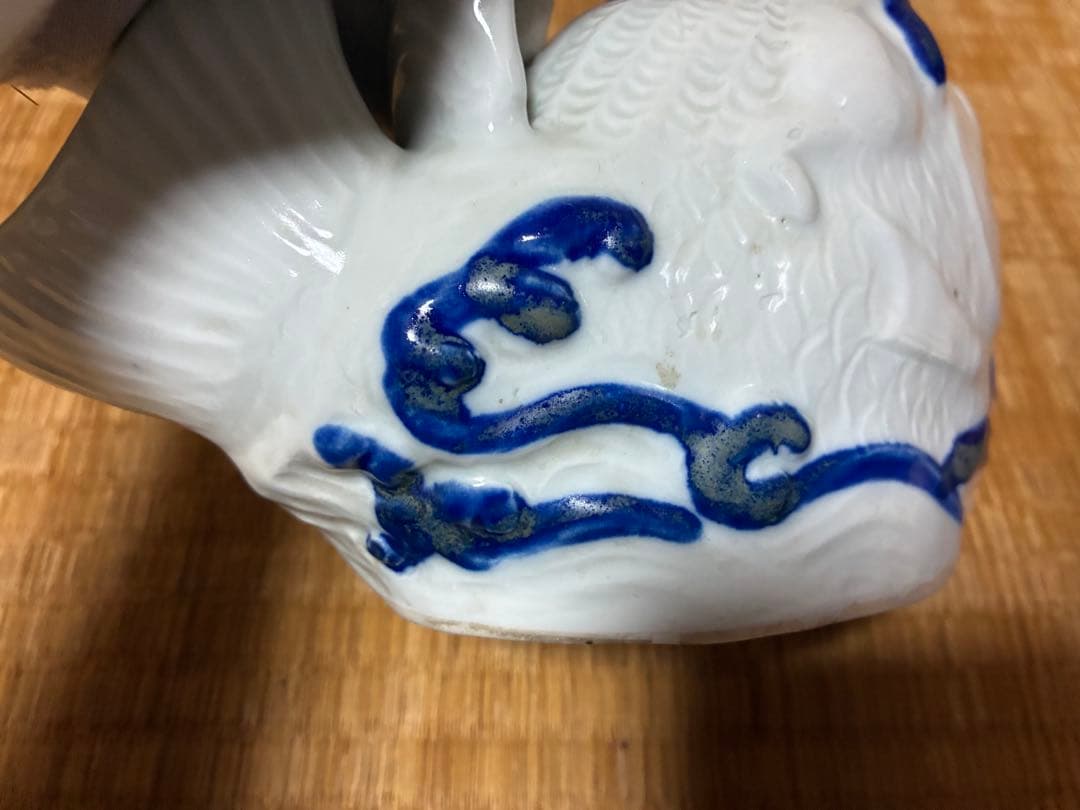 茶道具 白磁 魚型 陶器 手付き 急須 水柱 木箱付 中国美術？