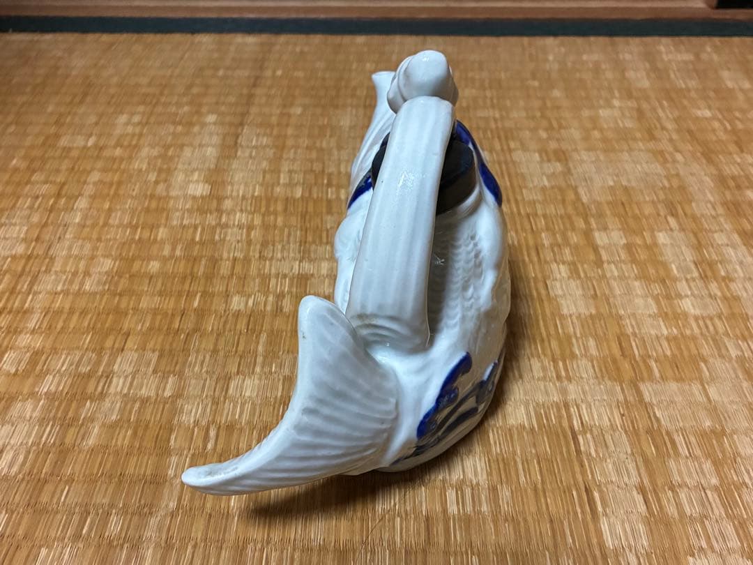 茶道具 白磁 魚型 陶器 手付き 急須 水柱 木箱付 中国美術？