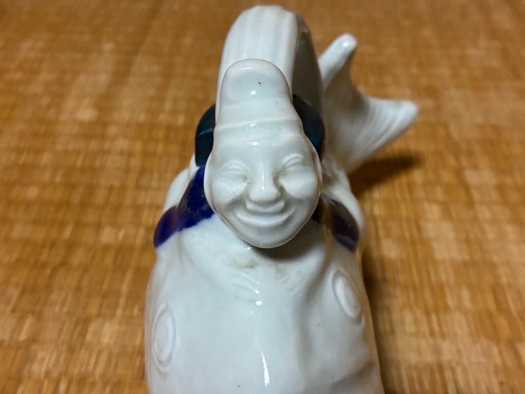 茶道具 白磁 魚型 陶器 手付き 急須 水柱 木箱付 中国美術？