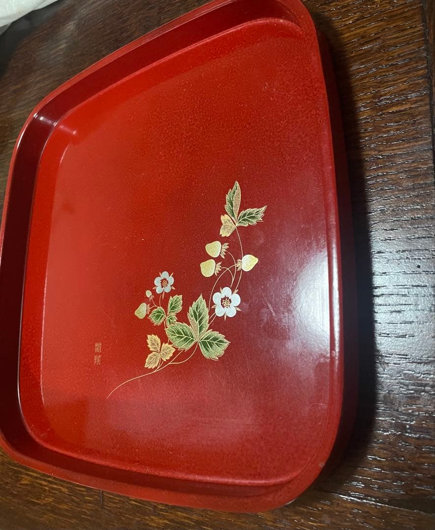 服部 峻昇　苺（いちご）蒔絵　お盆