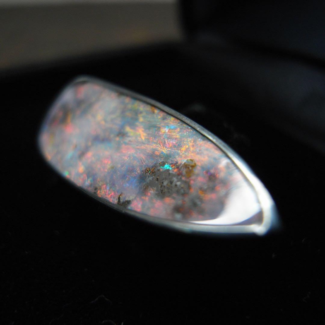 希少 大型 アンティーク 宝石 ジュエリー 遊色 ボルダー オパール ブローチ