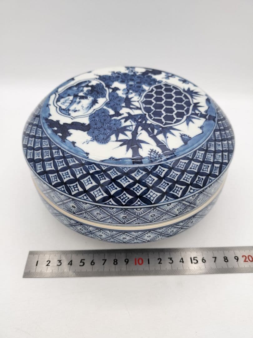 c757 喰籠 染付 松竹梅 手塚充 茶道具 木箱 古物