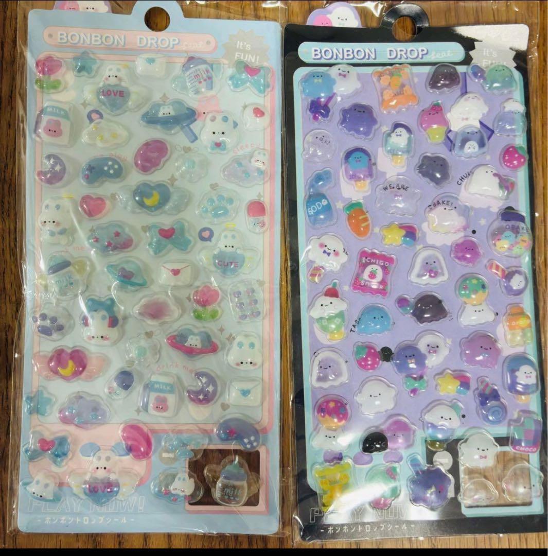 おちゃだと様　50セット　500枚ボンボンドロップ風シール　3Dシール