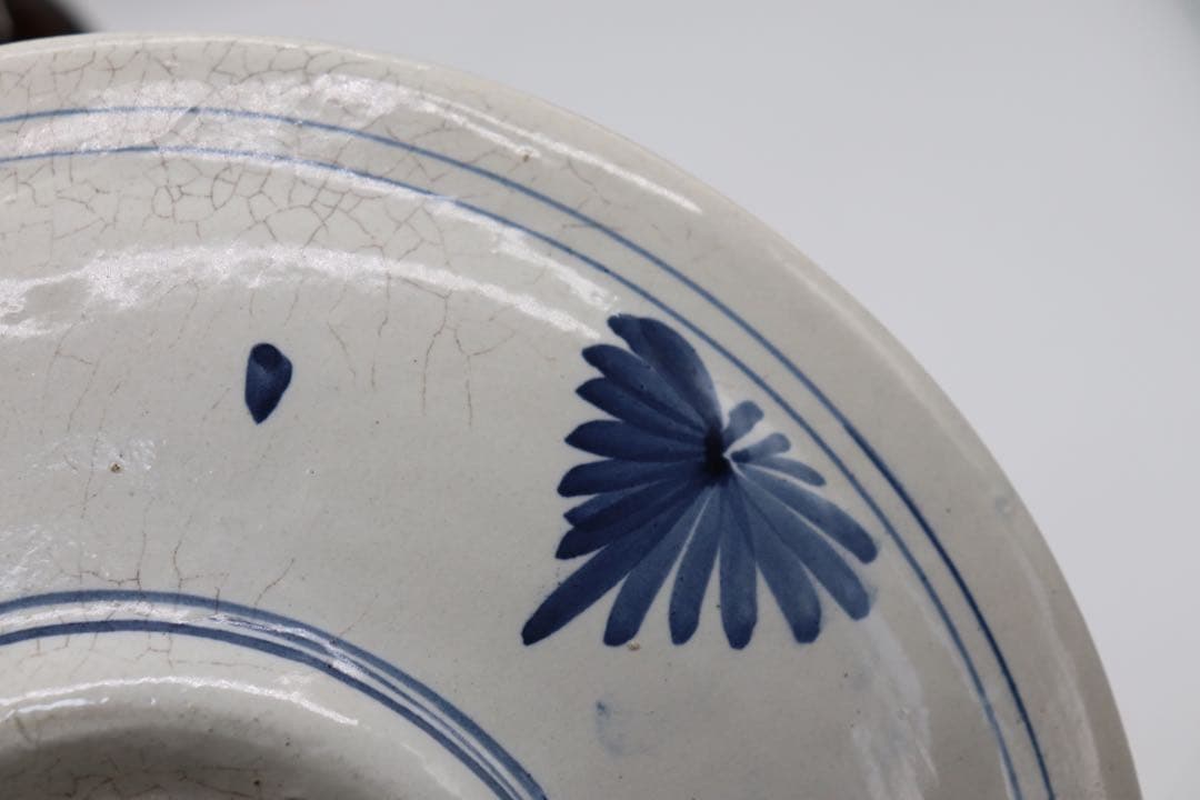 古安南　染付　魚藻紋大皿　送料込み0905