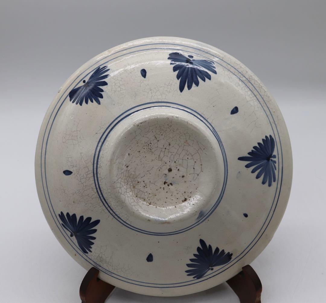 古安南　染付　魚藻紋大皿　送料込み0905