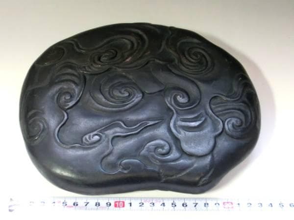 硯■龍彫り 大きいすずり石 雲竜 書道道具 大振り 上物 希少 古玩 唐物 骨董