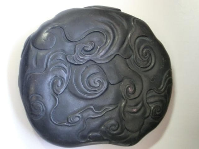 硯■龍彫り 大きいすずり石 雲竜 書道道具 大振り 上物 希少 古玩 唐物 骨董