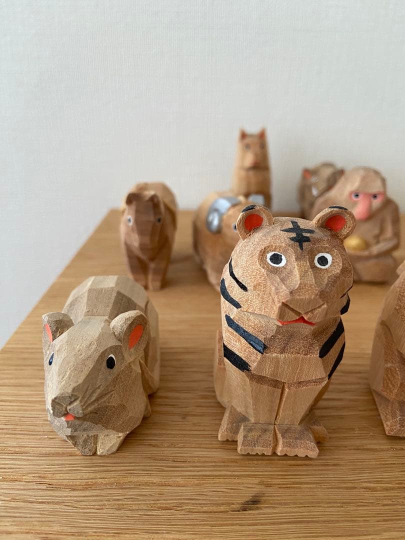 松本明慶　干支　置物　木彫り