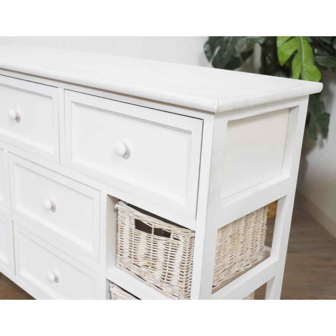 【新品・未使用】　シャビー仕上げ　チェスト　3段9杯　バスケット 完成品