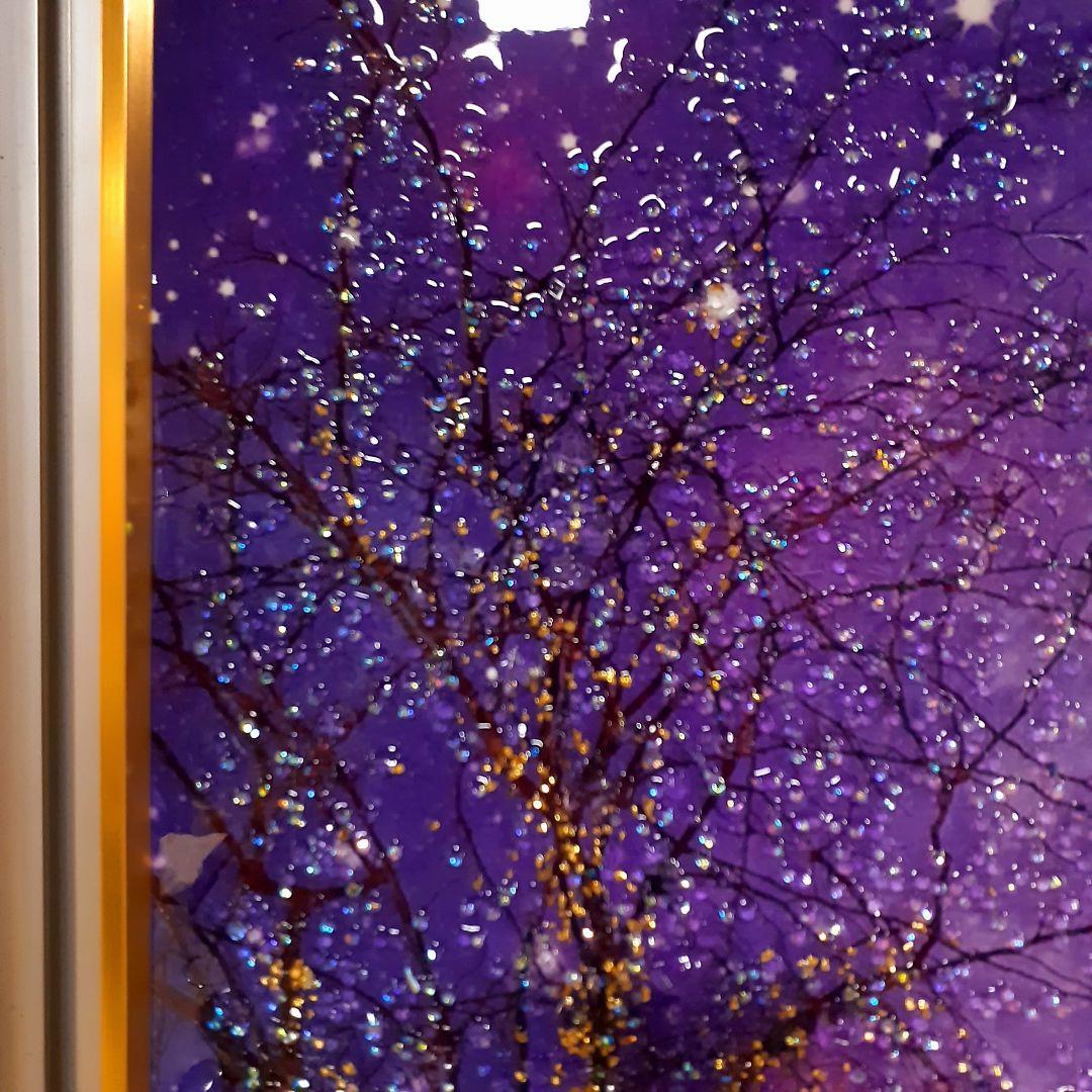 輸入雑貨　天然石　『星空満月』　風景画　水晶石　クリスタル　フレーム付き