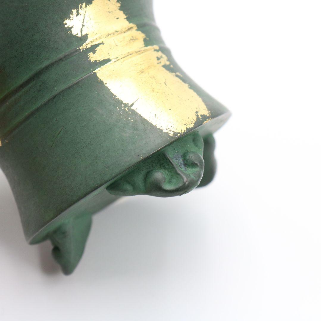 秦蔵六造 塗金銅香炉 瑞雲 青銅器 共箱　N497　NT6