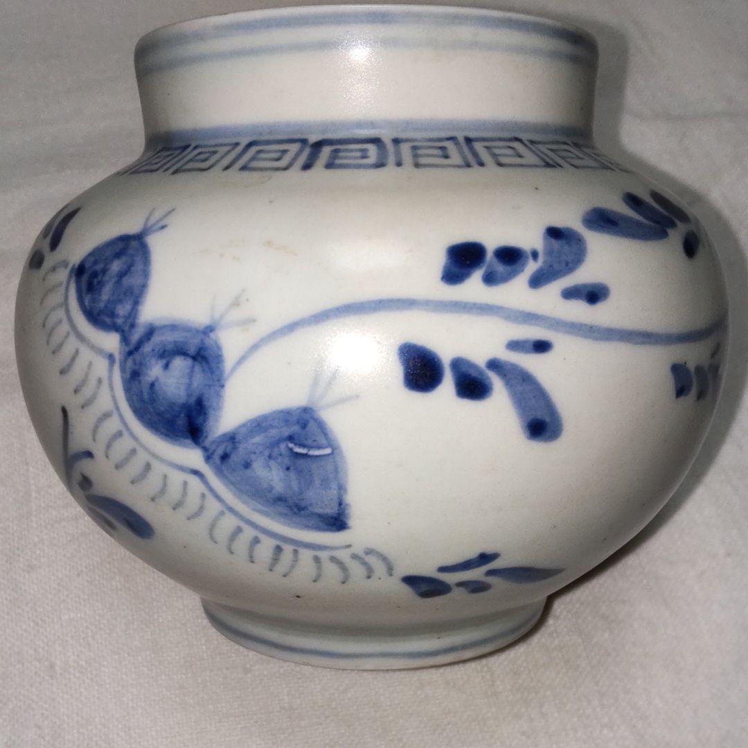 広州官窯李朝染付栗文小丸壺