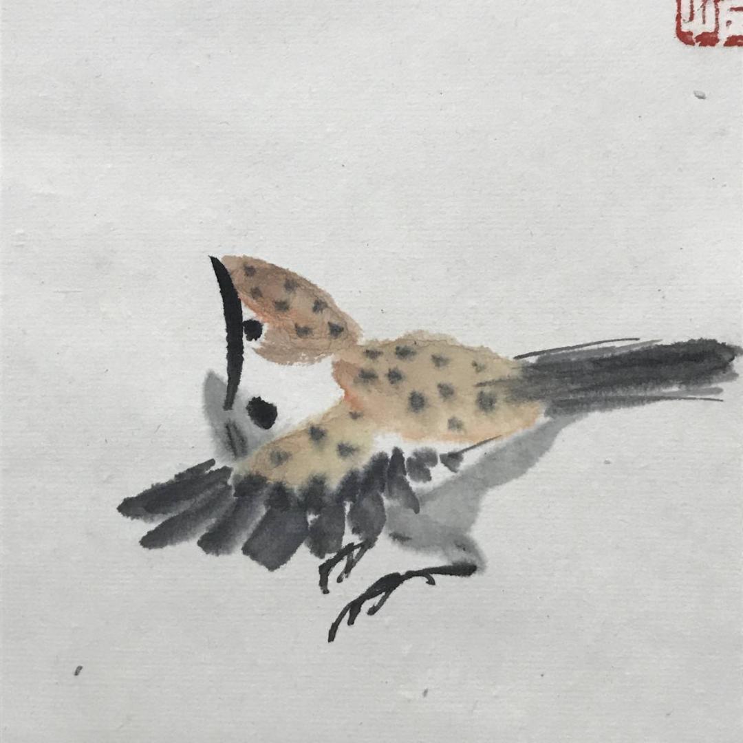 作者不詳/ビワに雀図/枇杷図/掛軸/名家伝来/AB-901