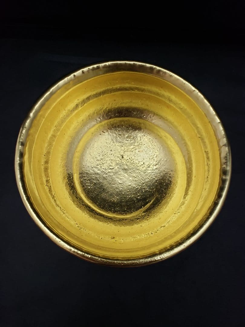 嶋台茶碗　松楽作　金色　銀色　茶碗